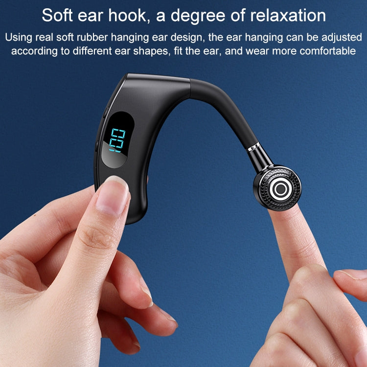 Auricular Bluetooth 5.2 V12 Estilo Empresarial Pendurado, Ecrã Digital LED Inteligente, Sem Fios com Caixa de Carregamento