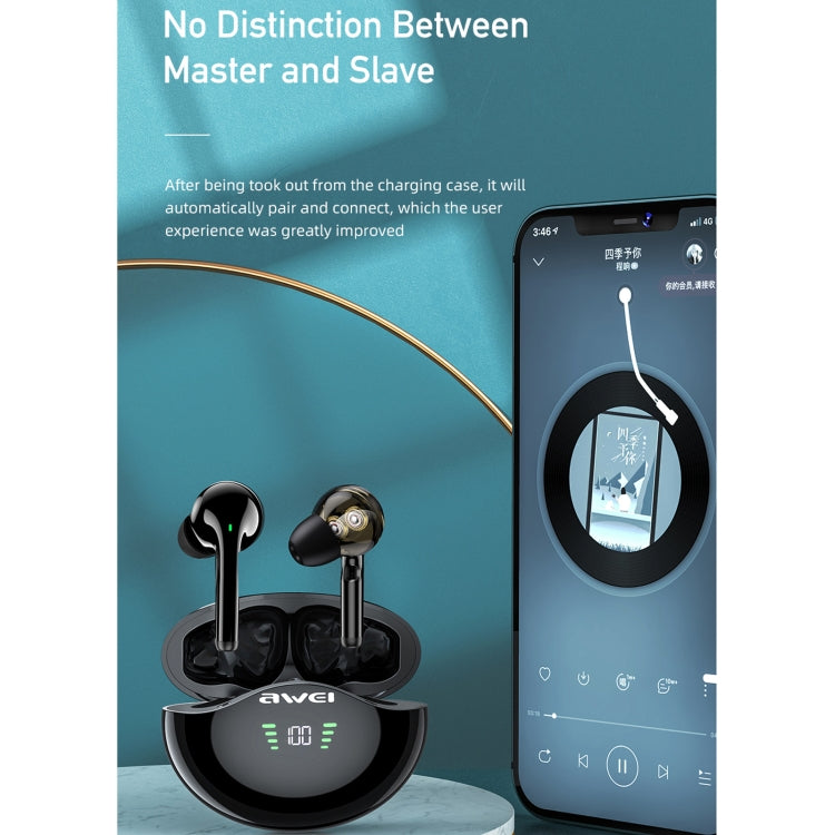 Auricular Bluetooth 5.1 awei T12P com Ecrã LED, T12P