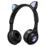 Auricular Bluetooth Dobrável B30 com Orelhas de Gato, Colorido e Luminoso, com Entrada 3.5mm e Slot para Cartão TF