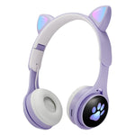 Auricular Bluetooth Dobrável B30 com Orelhas de Gato, Colorido e Luminoso, com Entrada 3.5mm e Slot para Cartão TF