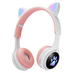 Auricular Bluetooth Dobrável B30 com Orelhas de Gato, Colorido e Luminoso, com Entrada 3.5mm e Slot para Cartão TF