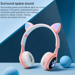 Auricular Bluetooth Dobrável B30 com Orelhas de Gato, Colorido e Luminoso, com Entrada 3.5mm e Slot para Cartão TF