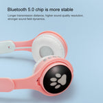 Auricular Bluetooth Dobrável B30 com Orelhas de Gato, Colorido e Luminoso, com Entrada 3.5mm e Slot para Cartão TF