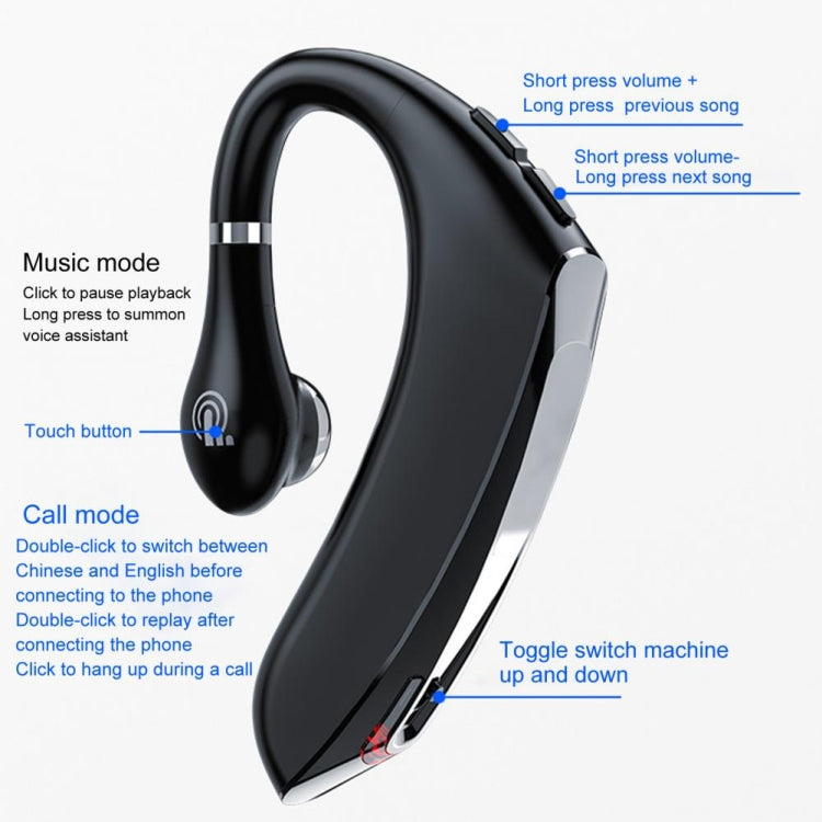 DS800 Bluetooth 5.0 Auricular Bluetooth sem fios desportivo empresarial universal com estilo de pendurar na orelha, Versão Atualizada, Versão Atualizada (Preto), Versão Atualizada (Vermelho)