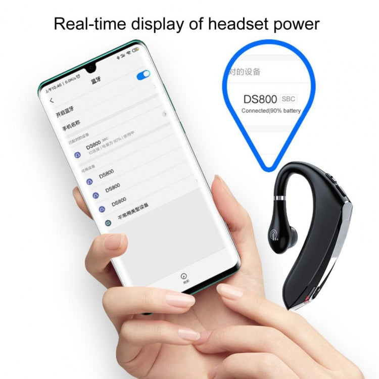 DS800 Bluetooth 5.0 Auricular Bluetooth sem fios desportivo empresarial universal com estilo de pendurar na orelha com caixa de carregamento, Versão com Caixa de Carregamento (Preto), Versão com Caixa de Carregamento (Vermelho)