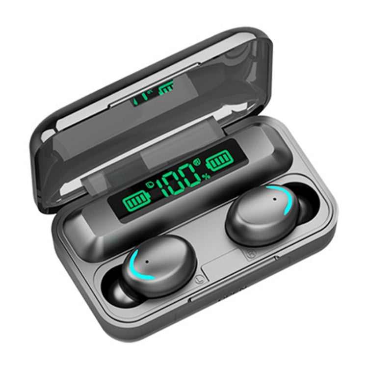 F9-5C Auricular Bluetooth com redução de ruído, luz LED e ecrã digital (Preto), F9-5C Luz LED Preto, F9-5C Luz LED Branco
