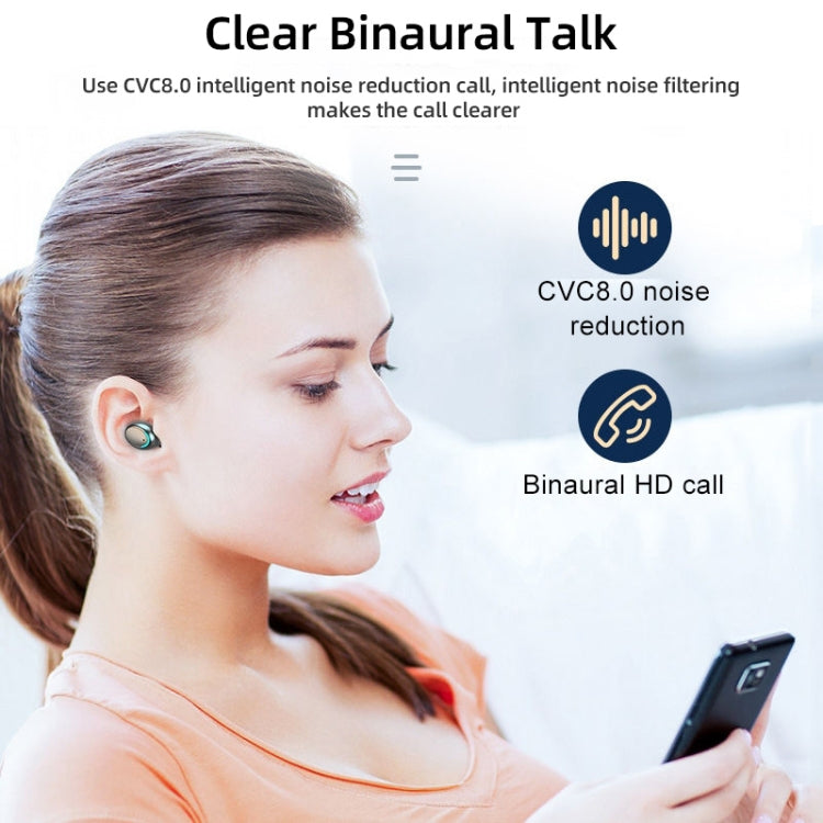 F9-5C Auricular Bluetooth com redução de ruído, luz LED e ecrã digital (Preto), F9-5C Luz LED Preto, F9-5C Luz LED Branco