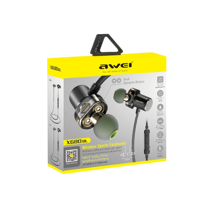 Auricular desportivo Bluetooth sem fios awei X680BL