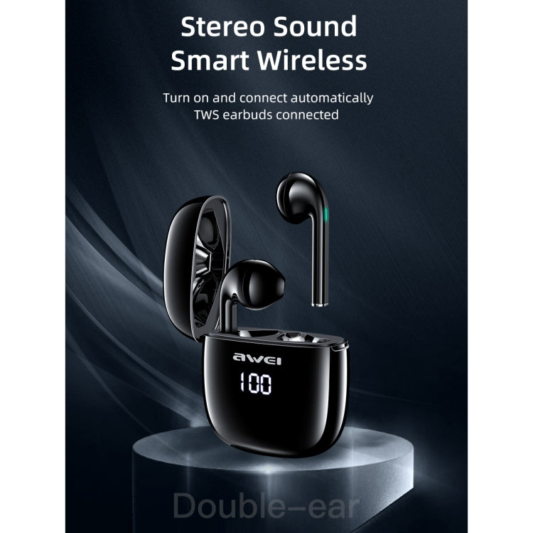 Auricular desportivo TWS Bluetooth V5.0 awei T28P com ecrã LED e estojo de carregamento