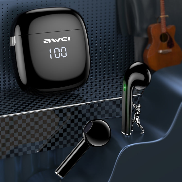 Auricular desportivo TWS Bluetooth V5.0 awei T28P com ecrã LED e estojo de carregamento