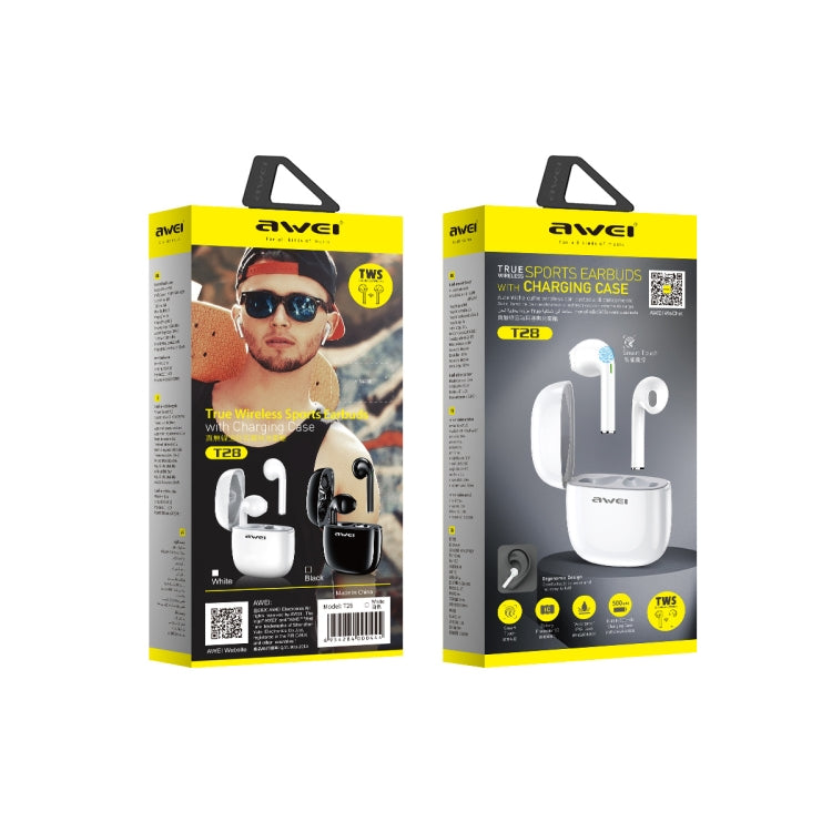 Auricular desportivo TWS Bluetooth V5.0 awei T28 com estojo de carregamento