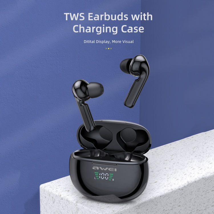 Auricular desportivo TWS Bluetooth V5.0 awei T15P com ecrã LED e estojo de carregamento, T15P