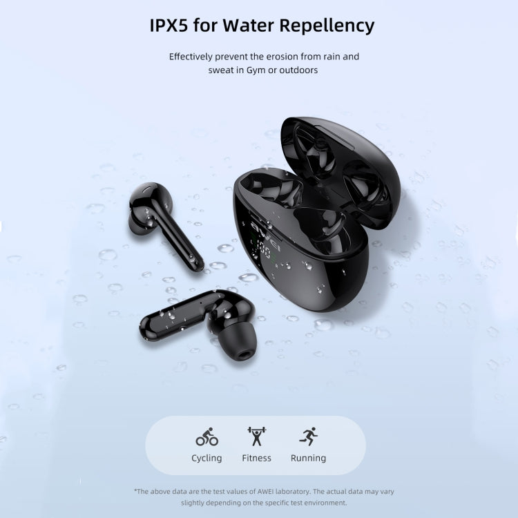 Auricular desportivo TWS Bluetooth V5.0 awei T15P com ecrã LED e estojo de carregamento, T15P