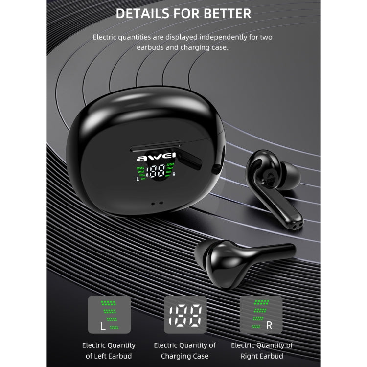 Auricular desportivo TWS Bluetooth V5.0 awei T15P com ecrã LED e estojo de carregamento, T15P