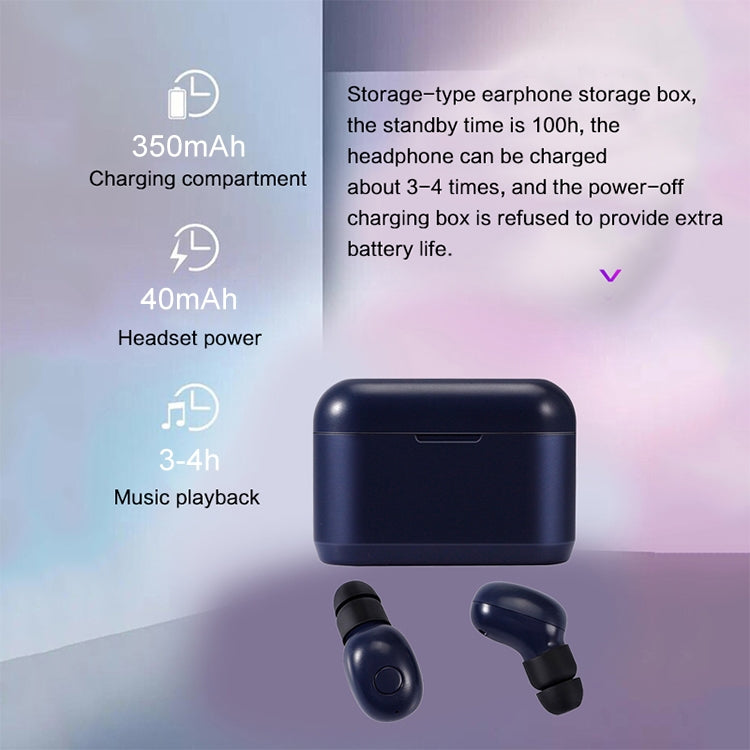 Auricular Bluetooth sem fios DT-4 IPX à prova de água Bluetooth 5.0 com caixa de carregamento magnética de 350mAh, suporte para chamadas, DT-4