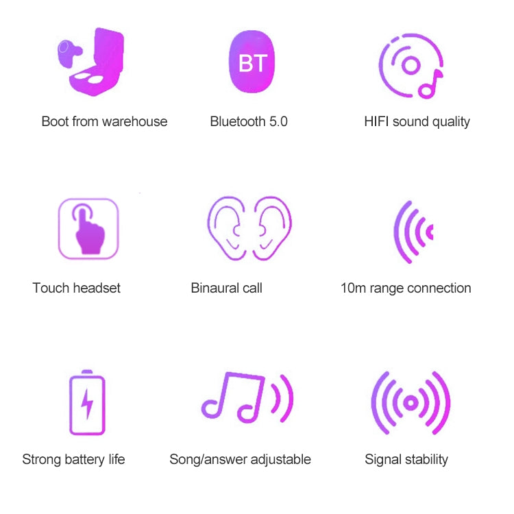 Auricular Bluetooth Sem Fios Dt-18 com Dois Ouvidos, Caixa de Carregamento de 2000mAh, Toque e Carregamento Magnético Inteligente