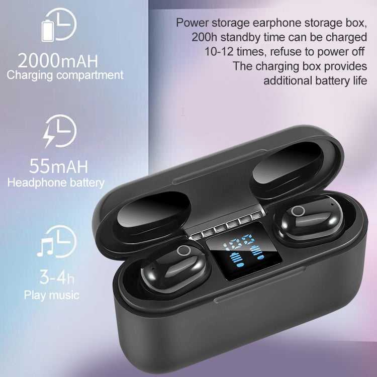 Auricular Bluetooth Sem Fios Dt-18 com Dois Ouvidos, Caixa de Carregamento de 2000mAh, Toque e Carregamento Magnético Inteligente