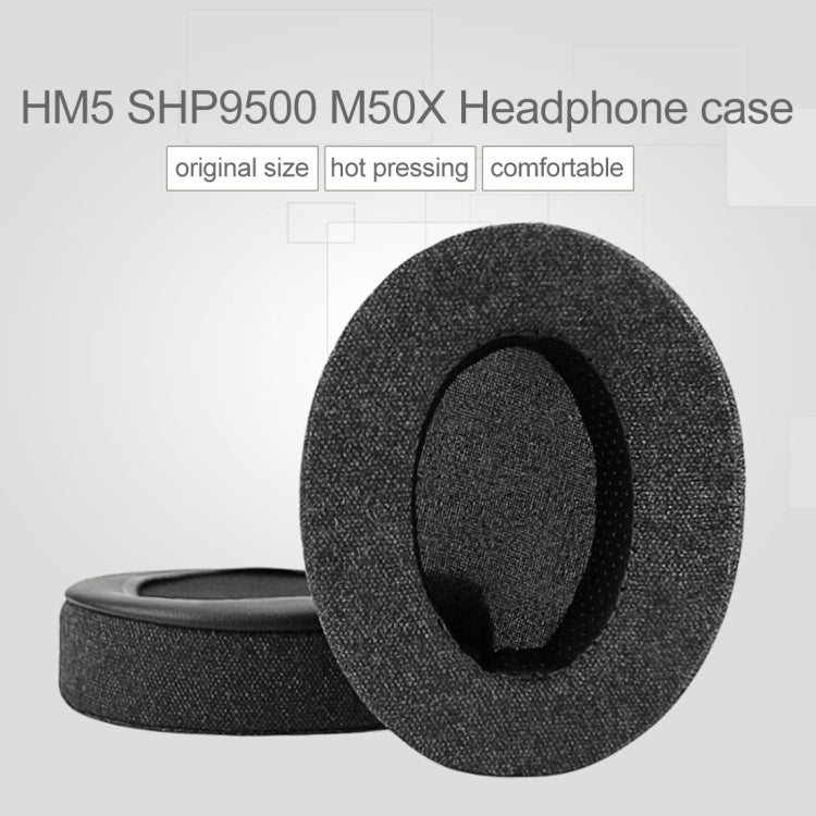 1 Par de Estojo Protetor Oval em Pele com Bisel para Auriculares Brainwavz HM5 / Philip SHP9500