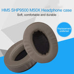 1 Par de Estojo Protetor Oval em Pele com Bisel para Auriculares Brainwavz HM5 / Philip SHP9500