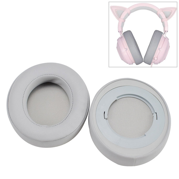 2 Unidades de Almofadas de Espuma com Rede Cinzenta para Auscultadores Razer Kraken 7.1 V2, Substituição de Almofadas, Para Razer Kraken 7.1 V2 (Cinzento)