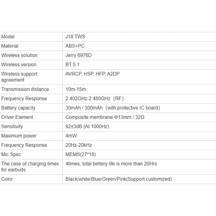 T&G J18 Auscultadores Bluetooth 5.1 TWS Sem Fios Binaurais com Caixa de Carregamento