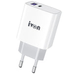 IVON AD52 18W USB-C / Type-C + USB Porta Dupla PD Carregamento Rápido