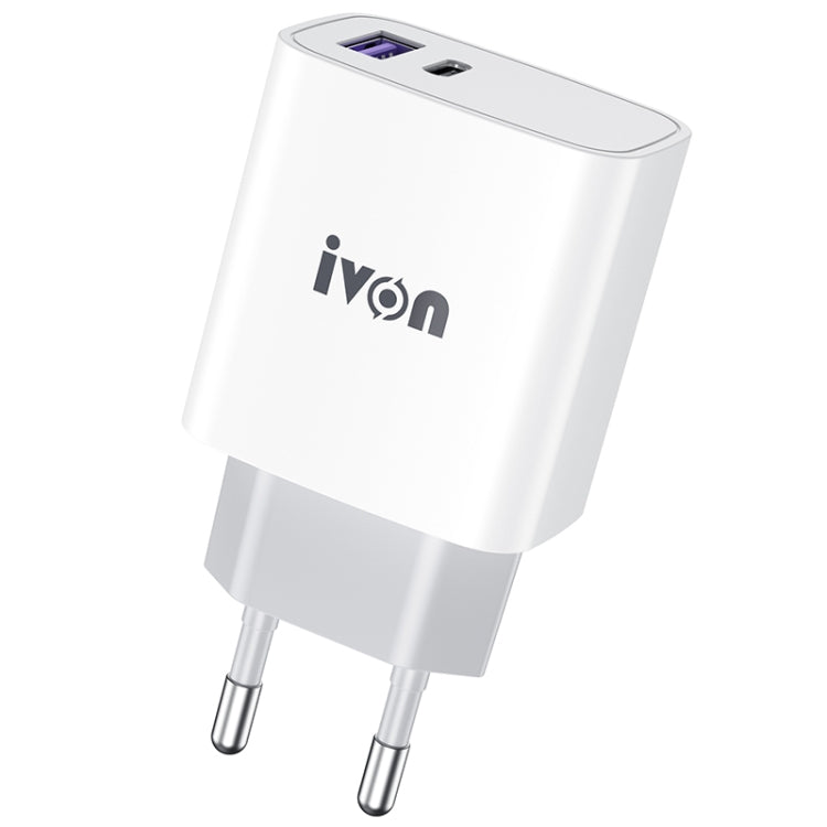 IVON AD52 18W USB-C / Type-C + USB Porta Dupla PD Carregamento Rápido