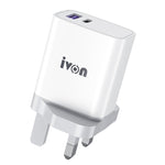 IVON AD52 18W USB-C / Type-C + USB Porta Dupla PD Carregamento Rápido