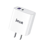 IVON AD52 18W USB-C / Type-C + USB Porta Dupla PD Carregamento Rápido