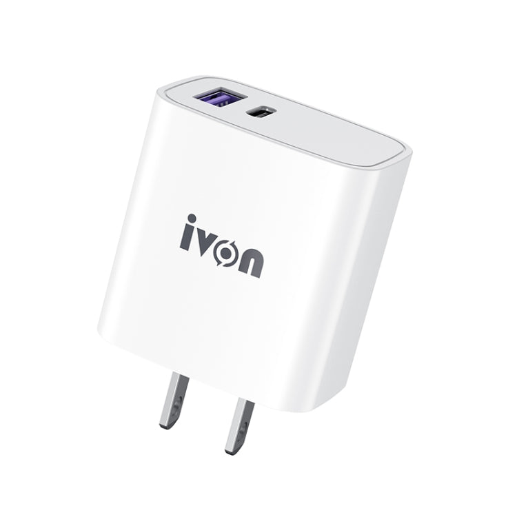 IVON AD52 18W USB-C / Type-C + USB Porta Dupla PD Carregamento Rápido