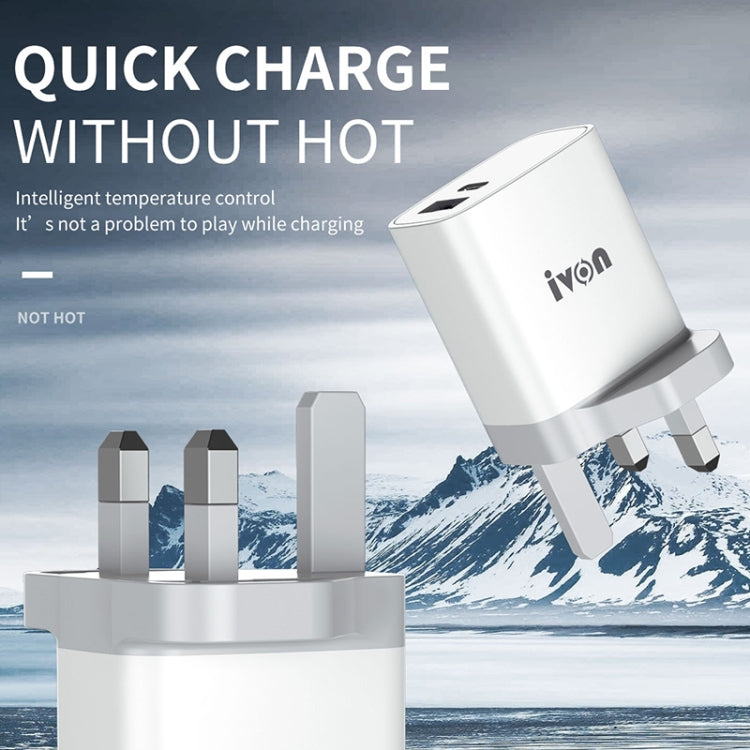 IVON AD52 18W USB-C / Type-C + USB Porta Dupla PD Carregamento Rápido