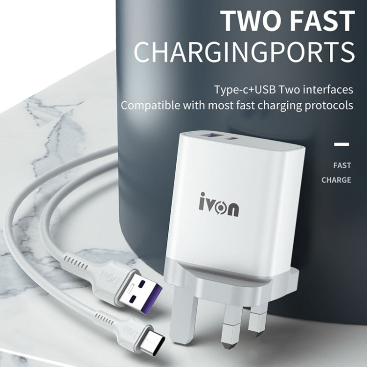 IVON AD52 18W USB-C / Type-C + USB Porta Dupla PD Carregamento Rápido