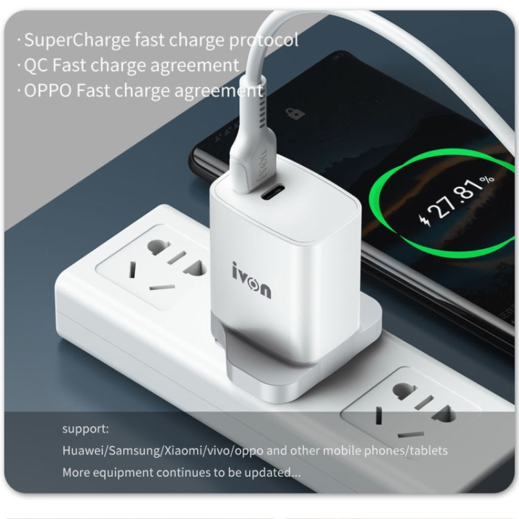IVON AD52 18W USB-C / Type-C + USB Porta Dupla PD Carregamento Rápido