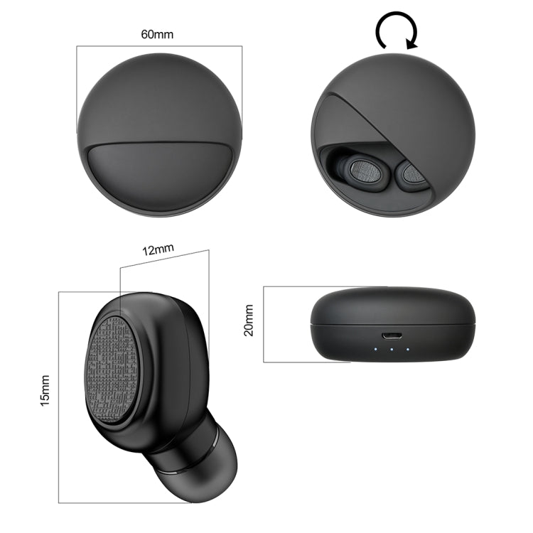Auricular Estéreo Bluetooth Sem Fios TWS YH-03 V5.0 com Estojo de Carregamento, Suporta Assistente de Voz
