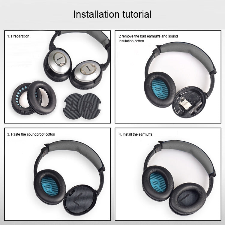 1 Par de Protetores de Auscultadores Macios com Algodão LR para BOSE QC2 / QC15 / AE2 / QC25 / QC35
