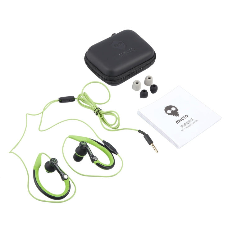 Mucro MB-232 Auriculares Estéreo Com Fio Desportivos In-Ear com Gancho para Corrida e Ginásio, 3,5mm