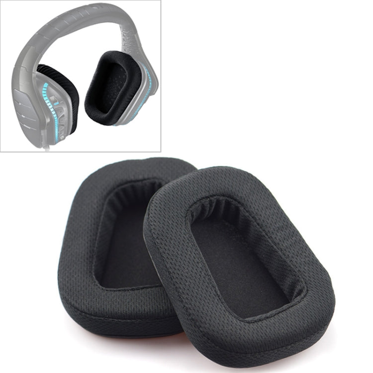 2 PCS Para Logitech G633 G933 Capa para Almofadas de Auscultadores Substituição com Rede (Couro), Rede Preta, Couro Preto
