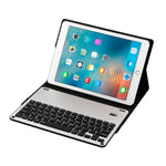 Teclado Destacável FT-1038B Bluetooth 3.0 Liga de Alumínio + Capa de Couro Textura Pele de Carneiro para iPad Air / Air 2 / iPad Pro 9.7 polegadas, com Repelente de Água / Ajuste de Ângulo de Três Níveis / Magnético / Função de Suspensão, FT-1038B
