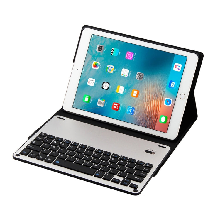Teclado Destacável FT-1038B Bluetooth 3.0 Liga de Alumínio + Capa de Couro Textura Pele de Carneiro para iPad Air / Air 2 / iPad Pro 9.7 polegadas, com Repelente de Água / Ajuste de Ângulo de Três Níveis / Magnético / Função de Suspensão, FT-1038B