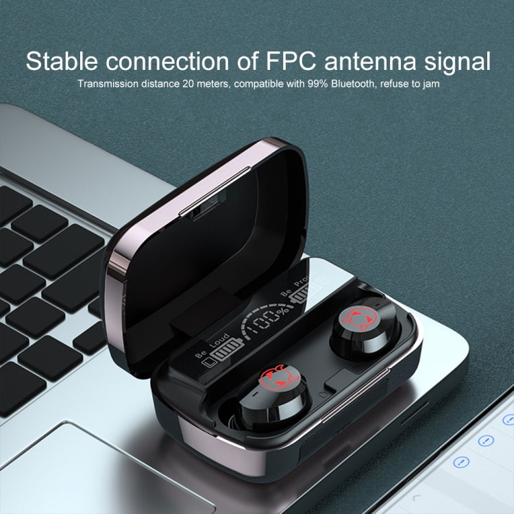 M23 Auscultador Bluetooth com Redução Inteligente de Ruído, Padrão Pequeno Diabo, Ecrã Triplo de Bateria e Caixa de Carregamento com Espelho, Suporta Chamadas HD e Siri