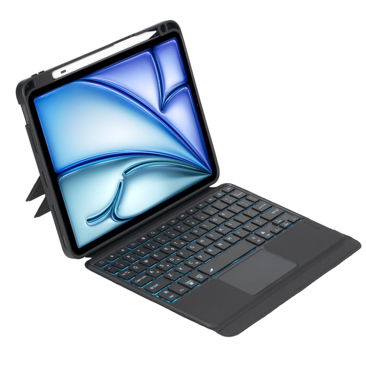 Estojo com teclado Bluetooth retroiluminado destacável e rotativo T11B-AS para iPad Air 11 2024 / Air 5 / Air 4 10,9 / Pro 11 2022 2021 2020 2018, para iPad Air 11 2025 / Air 11 2024 / Air 5 / Air 4 10,9 / Pro 11 2022 2021 2020 2018