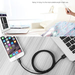 Cabo de Dados / Carregador USB com 8 Pinos e Cabeça Metálica Estilo Trançado 3m 3A, 3m 8 Pinos