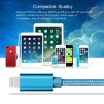 Cabo de Dados / Carregador USB com 8 Pinos e Cabeça Metálica Estilo Trançado 3m 3A, 3m 8 Pinos