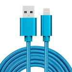 Cabo de Dados / Carregador USB com 8 Pinos e Cabeça Metálica Estilo Trançado 3m 3A, 3m 8 Pinos