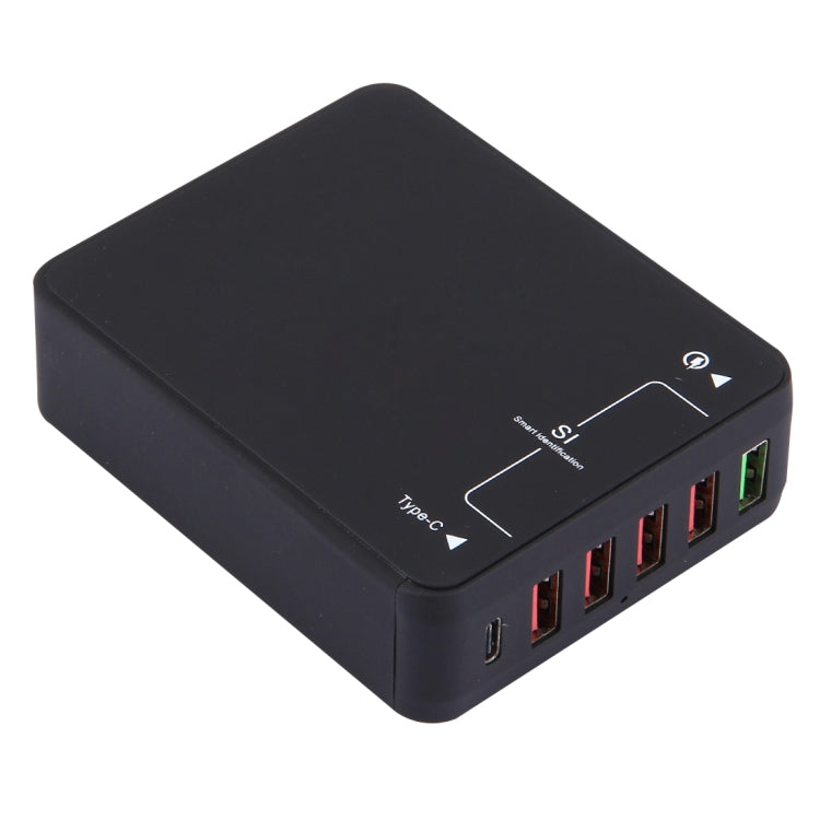 Q8118 1 Carregamento Rápido 3.0 + 4 Identificação Inteligente USB + 1 USB-C / Type-C 3.1 Carregador USB de Secretária