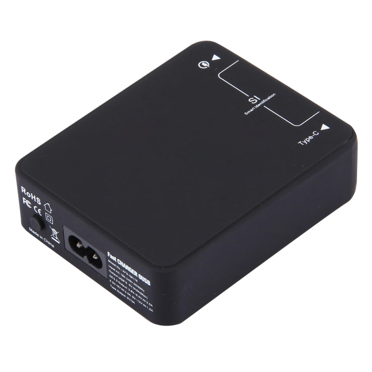 Q8118 1 Carregamento Rápido 3.0 + 4 Identificação Inteligente USB + 1 USB-C / Type-C 3.1 Carregador USB de Secretária