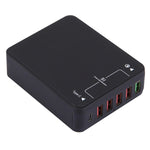 Q8118 1 Carregamento Rápido 3.0 + 4 Identificação Inteligente USB + 1 USB-C / Type-C 3.1 Carregador USB de Secretária