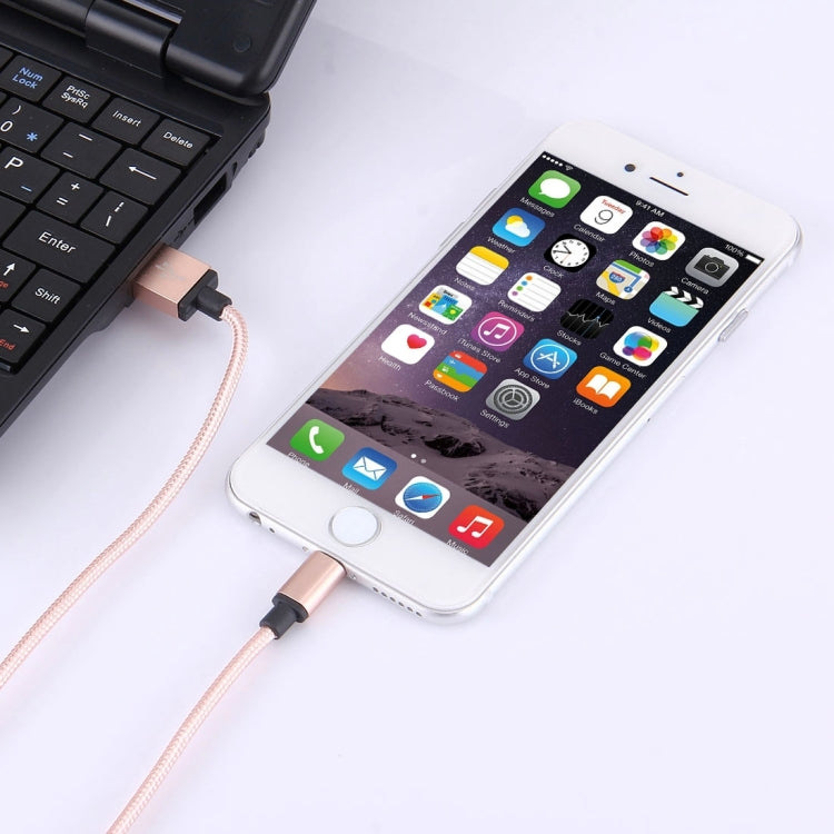 Cabo de Dados / Carregador 1m Estilo Tecido com Cabeça Metálica 58 Núcleos 8 Pinos para USB 2.0
