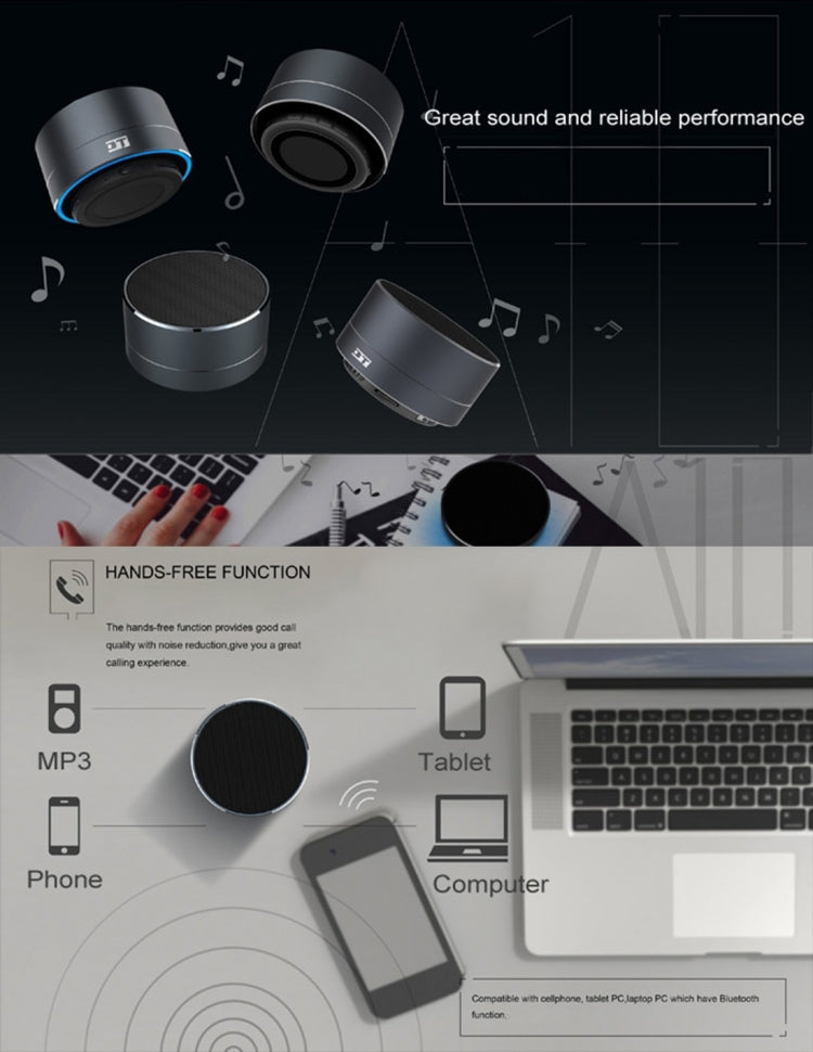 A10 Altifalante Bluetooth Mini Portátil com MIC Integrado & LED, Suporta Chamadas Mãos Livres & Cartão TF