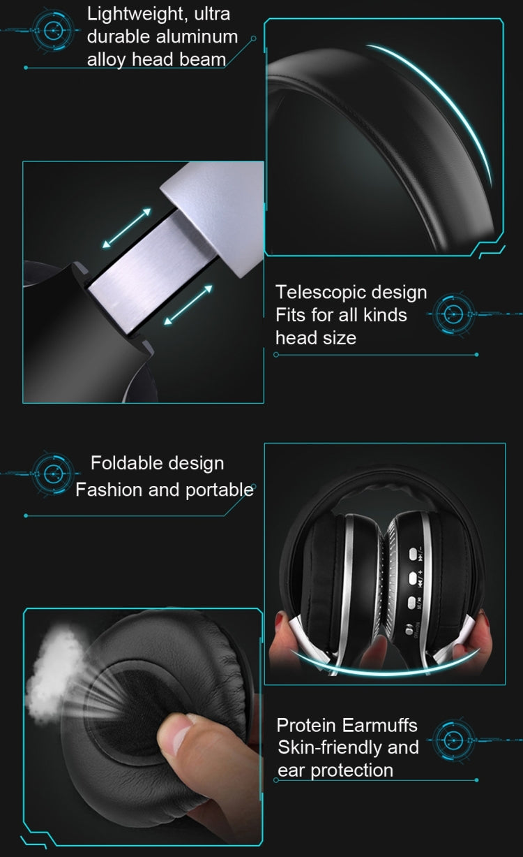 Zealot B19 Auscultadores Estéreo Bluetooth com Arco Dobrável e Ecrã para iPhone, Galaxy, Huawei, Xiaomi, LG, HTC e Outros Smartphones
